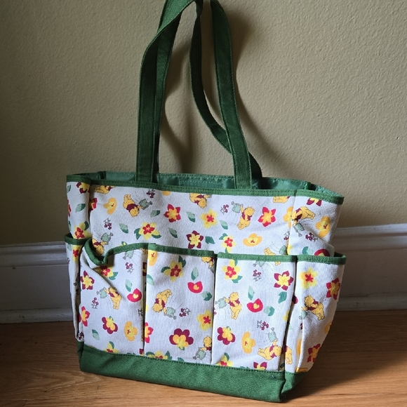 Disney Winnie The Pooh Floral Green and Yellow Garden Tote - Picture 1 of 7
